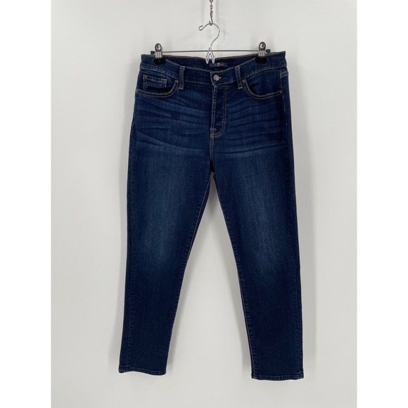 7 For All Mankind Denim - 7 For All Mankind Josefina Slim Boyfriend Ankle Jeans Womens 30 Dark Wash